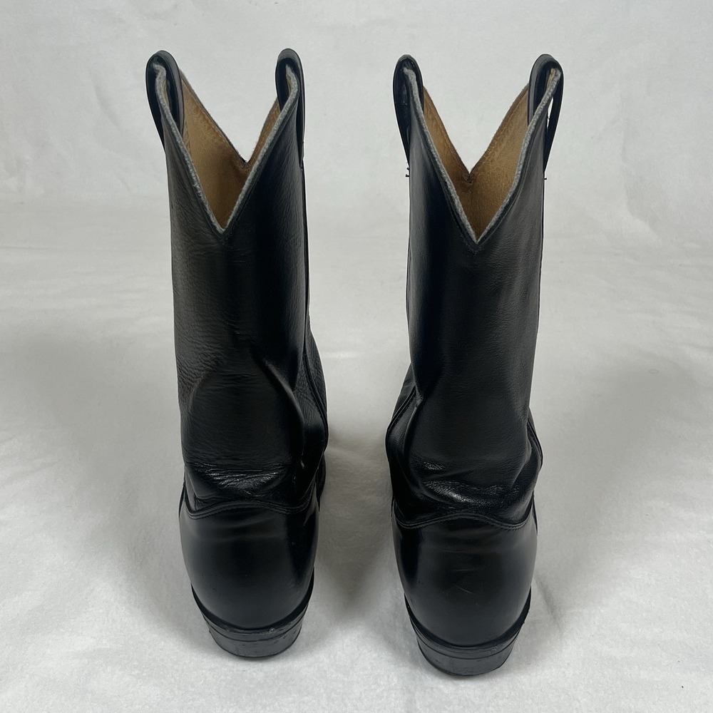 Justin Black Uniform Roper Boot 3040 Made in USA Vibram Rubber Sole 10D Vintage - Picture 4 of 8